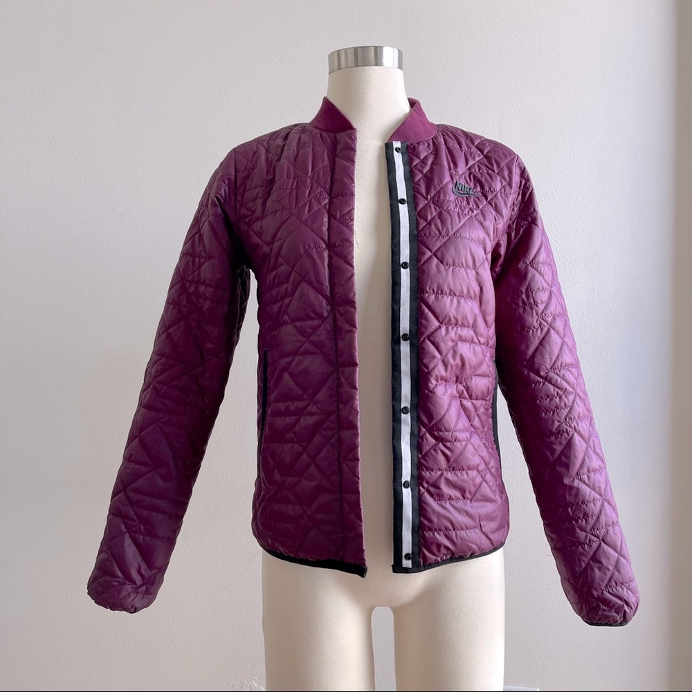 Nike Purple Baseball style Bomber Puffer Jacket